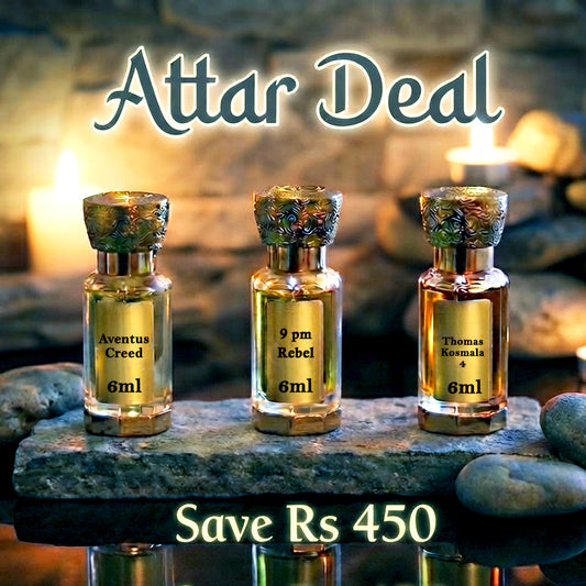 Super Attar Deal – Aventus Creed, 9 PM Rebel & Thomas Kosmala No. 4 (3 × 6ml)